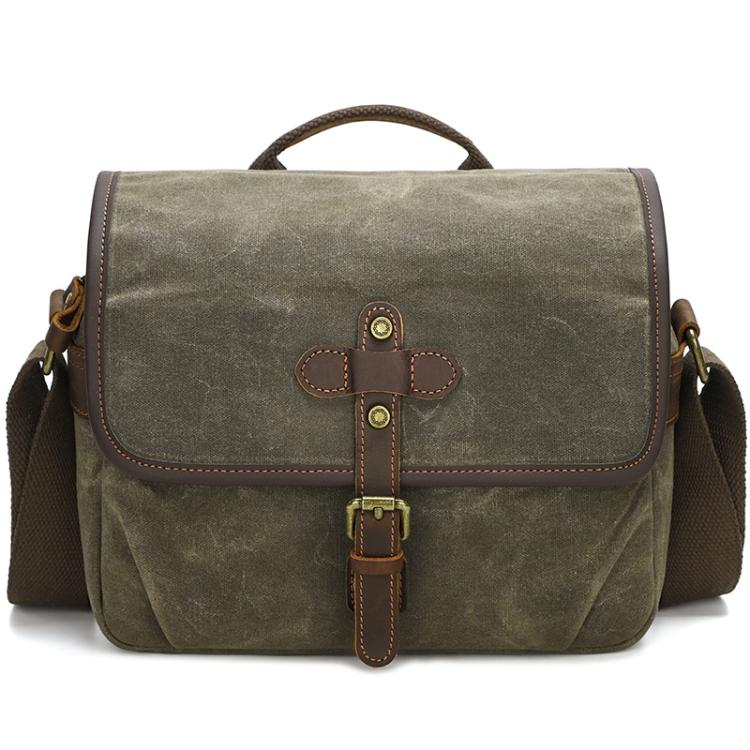 Waxed Canvas Camera Messenger Bag with Adjustable Dividers for DSLR Photography and Travel, L Dusty Yellow, L Army Green, L Deep Gray, S Army Green, S Dusty Yellow, S Deep Gray