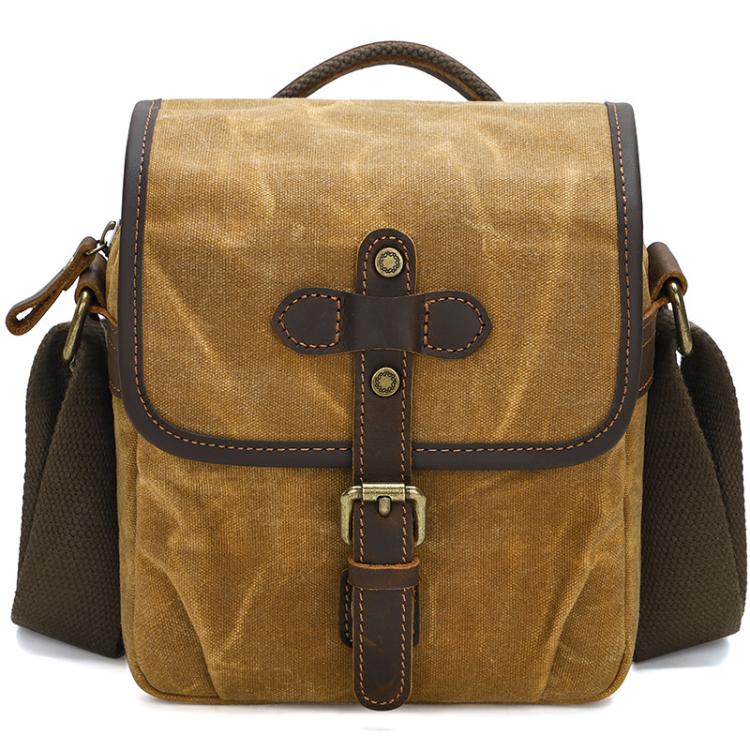 Waxed Canvas Camera Messenger Bag with Adjustable Dividers for DSLR Photography and Travel, L Dusty Yellow, L Army Green, L Deep Gray, S Army Green, S Dusty Yellow, S Deep Gray