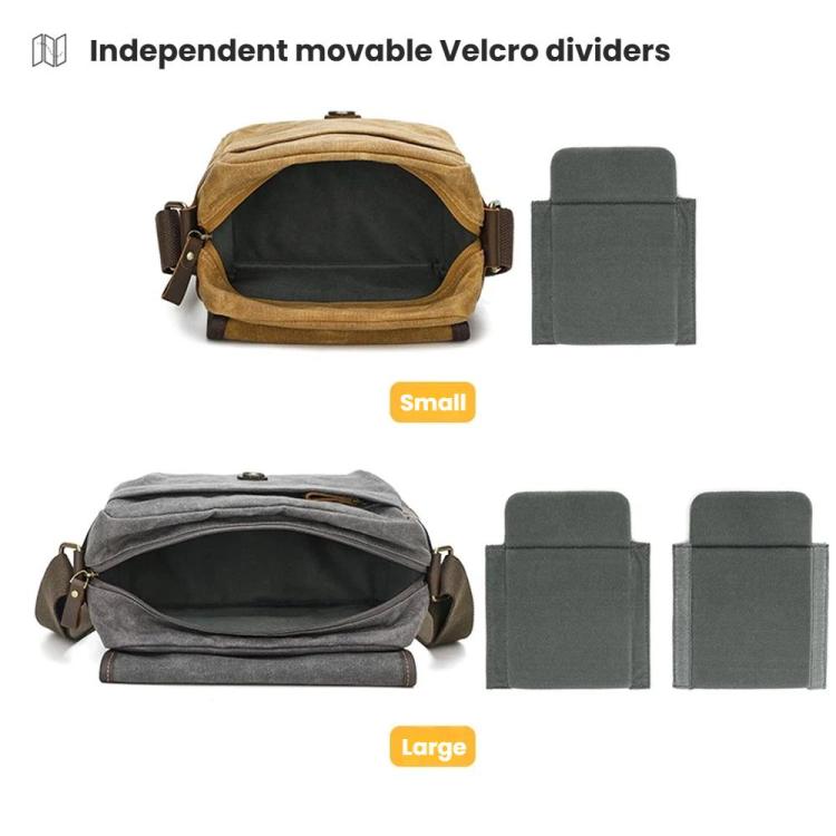Waxed Canvas Camera Messenger Bag with Adjustable Dividers for DSLR Photography and Travel, L Dusty Yellow, L Army Green, L Deep Gray, S Army Green, S Dusty Yellow, S Deep Gray