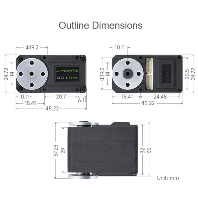 WAVESHARE High-Precision High-Torque 360-Degree Magnetic Encoder Serial Bus Servo Motor, 33014