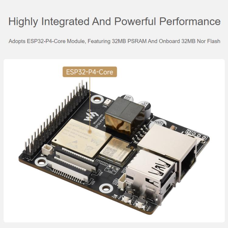 WAVESHARE ESP32-P4-WIFI6-POE-ETH Development Board Supports Power Over Ethernet (PoE), Basic Package