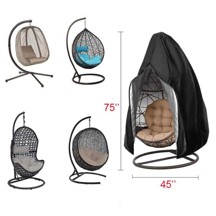 Outdoor Hanging Egg Chair Cover with Zipper 210D Oxford Fabric Dust Protection for Egg Swing, 115 x 190cm, 200 x 230cm