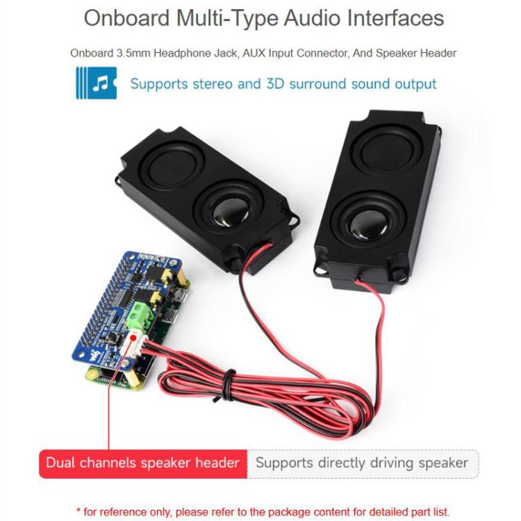 DA7212 I2S Audio Board For Raspberry Pi, Stereo Encoding/Decoding, Waveshare 34213