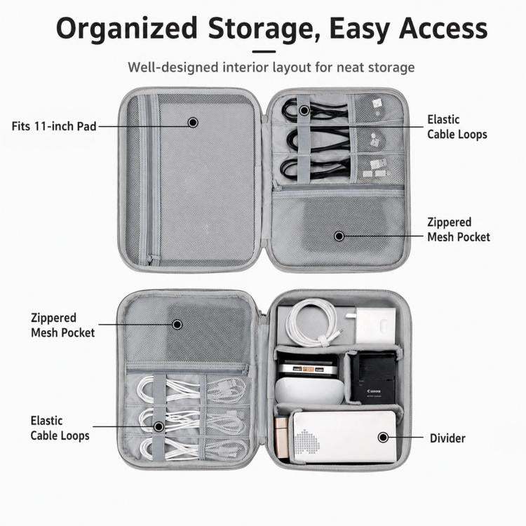 Baona BN-F029 Hard EVA Electronic Organizer Travel Case Double Layer Tech Bag