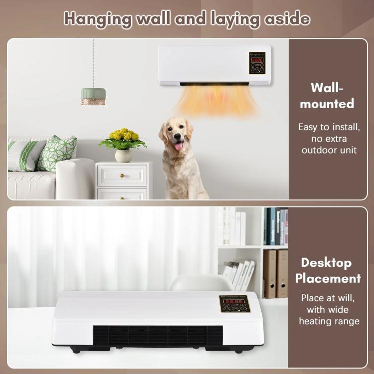 Wall-Mounted Cooling & Heating Fan Heater – 2-Way Installation, Digital Control, Multiple Plug Options