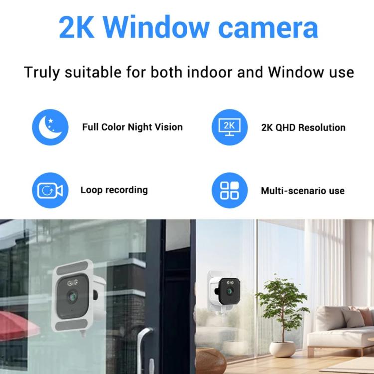 2K QHD Smart Window Security Camera – WiFi, AI Detection & Night Vision