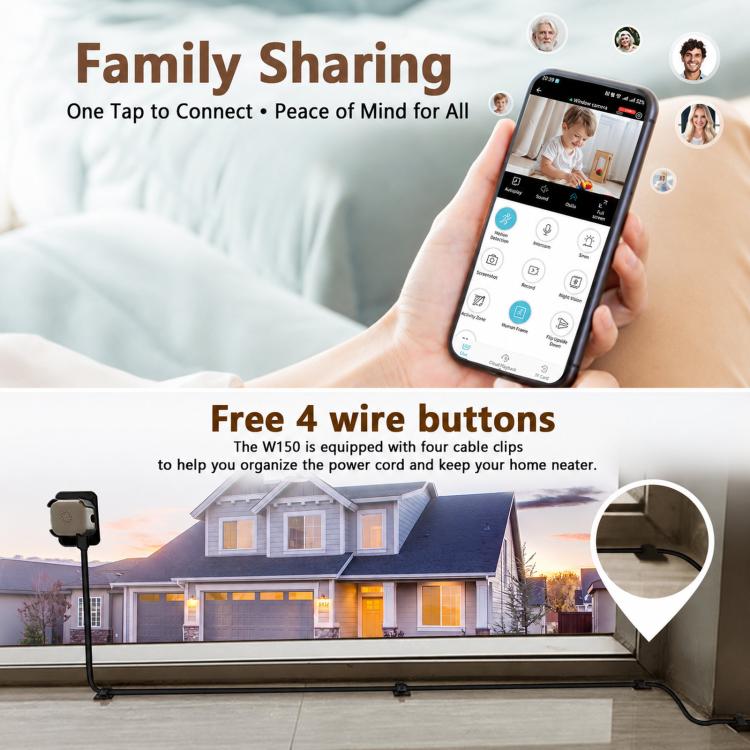 2K QHD Smart Window Security Camera – WiFi, AI Detection & Night Vision