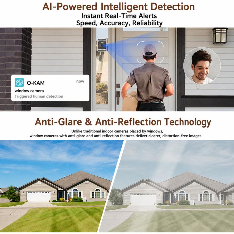 2K QHD Smart Window Security Camera – WiFi, AI Detection & Night Vision