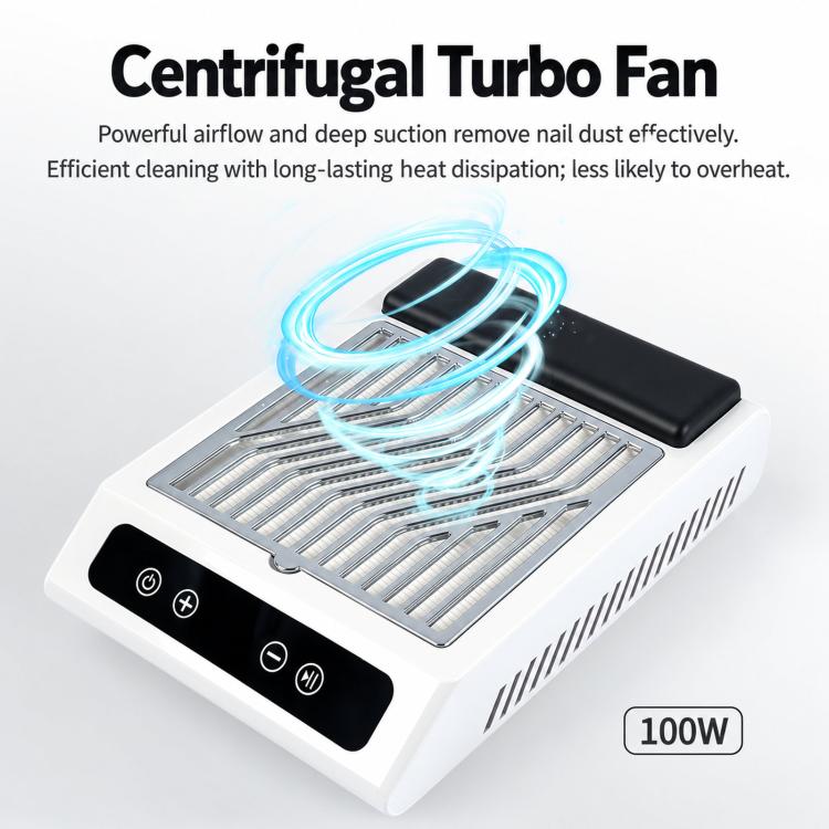 Q3 100W Adjustable Speed Digital Display Nail Dust Collector With Filter Screen, US Plug, EU Plug