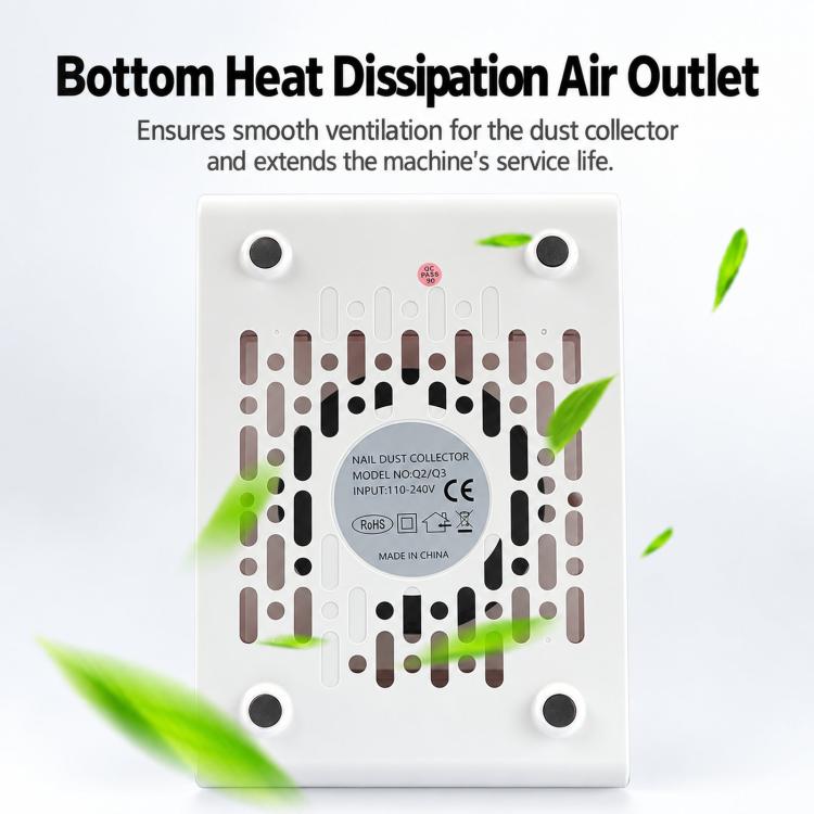 Q3 100W Adjustable Speed Digital Display Nail Dust Collector With Filter Screen, US Plug, EU Plug