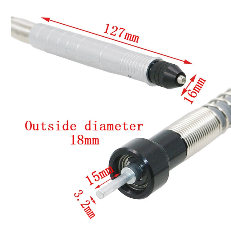 Electric Screwdriver Multifunctional Flexible Shaft Torque Electric Drill Connecting Rod Flexible Shaft With Chuck, 3.2mm Shaft Metal Silver Aluminum Handle, 3.2mm Shaft Metal Yellow Aluminum Handle