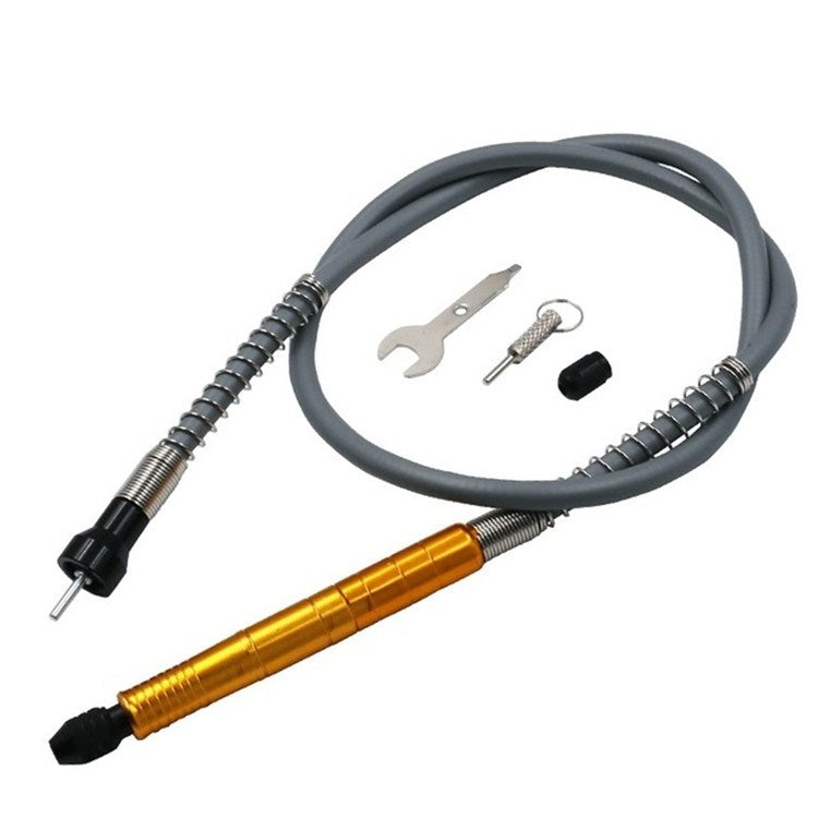 Electric Screwdriver Multifunctional Flexible Shaft Torque Electric Drill Connecting Rod Flexible Shaft With Chuck, 3.2mm Shaft Metal Silver Aluminum Handle, 3.2mm Shaft Metal Yellow Aluminum Handle