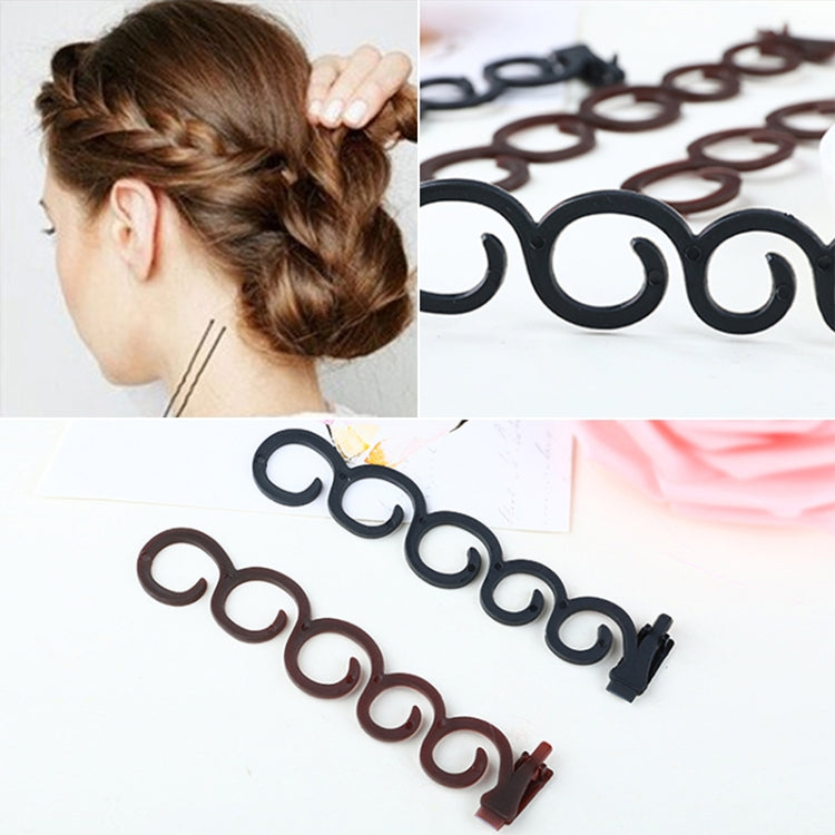 Elegance Hair Braider Flower Magic Hair Clip Queue Twist Plait Hairstyle Styling Accessories,Size:13.5x2.5cm, Black, 6090 Coffee