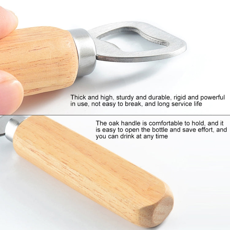 2 PCS Stainless Steel Beer Bottle Opener with Rubber Wood Handle Creative Gift Soda Bottle Driver, Beer Bottle Opener with Handle
