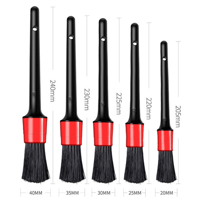 5 Pcs Car Detailing Brush Cleaning Natural Boar Hair Brushes Auto Detail Tools Products Wheels Dashboard, 5 in 1 White, 5 in 1 Random Color Delivery, 5 in 1 Black