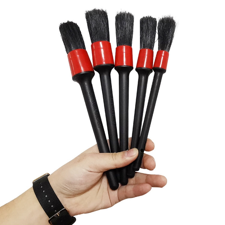 5 Pcs Car Detailing Brush Cleaning Natural Boar Hair Brushes Auto Detail Tools Products Wheels Dashboard, 5 in 1 White, 5 in 1 Random Color Delivery, 5 in 1 Black