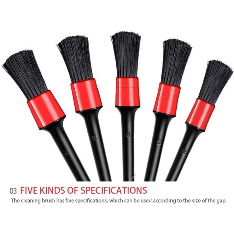 5 Pcs Car Detailing Brush Cleaning Natural Boar Hair Brushes Auto Detail Tools Products Wheels Dashboard, 5 in 1 White, 5 in 1 Random Color Delivery, 5 in 1 Black