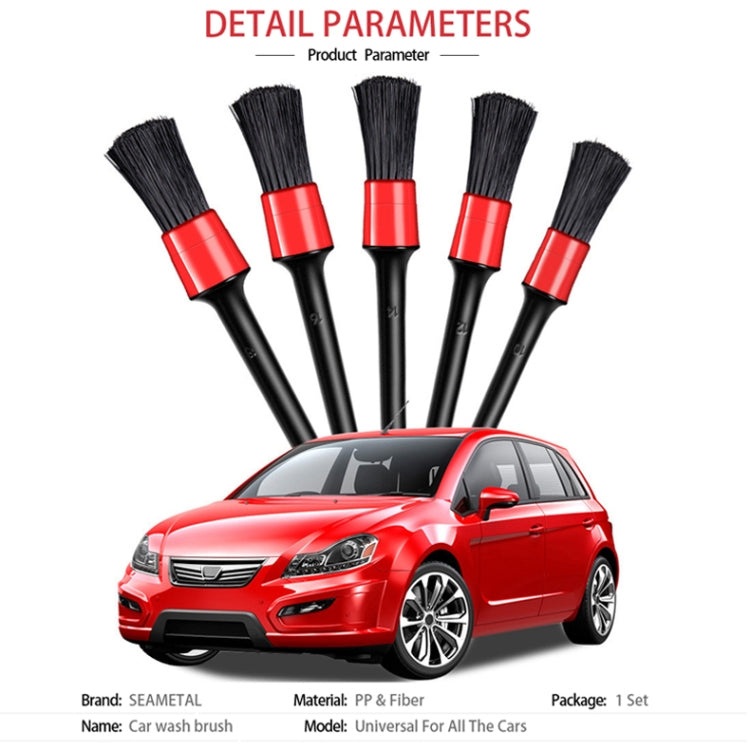 5 Pcs Car Detailing Brush Cleaning Natural Boar Hair Brushes Auto Detail Tools Products Wheels Dashboard, 5 in 1 White, 5 in 1 Random Color Delivery, 5 in 1 Black