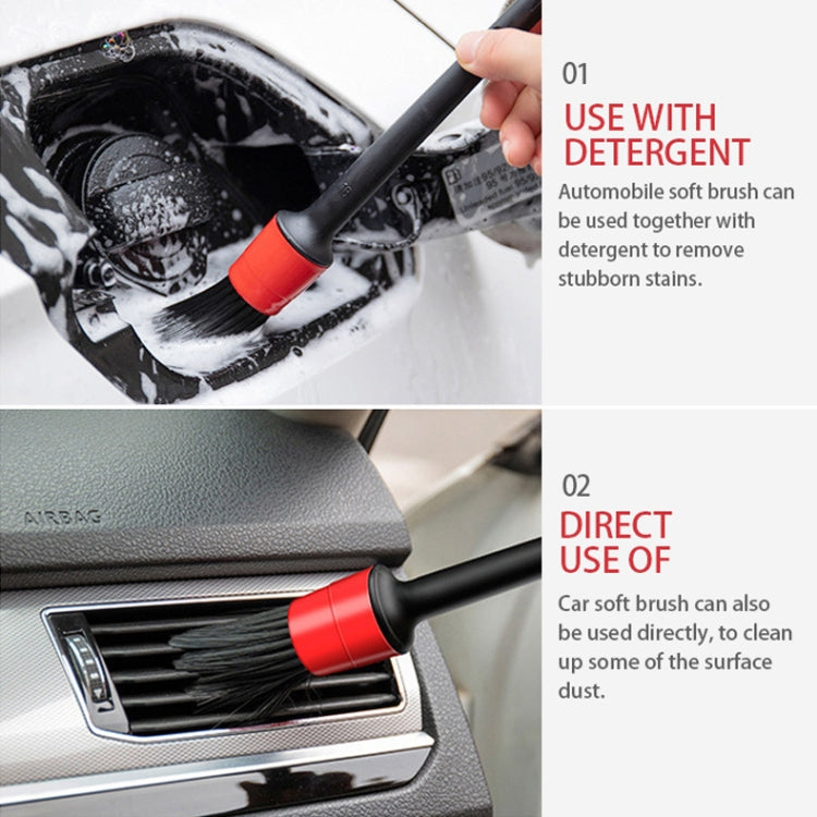 5 Pcs Car Detailing Brush Cleaning Natural Boar Hair Brushes Auto Detail Tools Products Wheels Dashboard, 5 in 1 White, 5 in 1 Random Color Delivery, 5 in 1 Black
