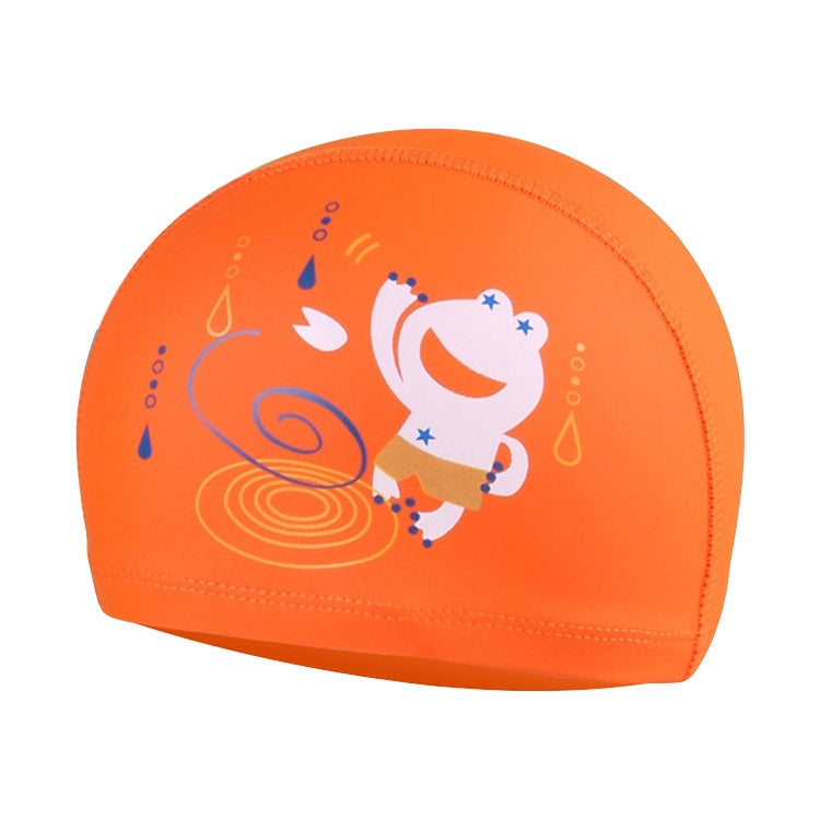 Children Waterproof Hair Care PU Coated Cute Frog Pattern Swimming Cap, Frog (Blue), Frog (Pink), Frog (Orange), Frog (Lack Blue)