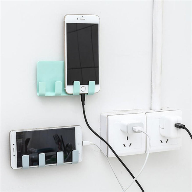 Practical Wall Sticking Phone Charging Holder Socket Strong Sticky Adhesive Sopport Rack Shelf With Hooks