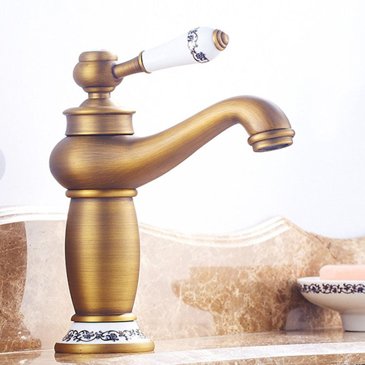 Copper Antique Hot Cold Double Blue White Porcelain Faucet, Black, Antique, Platinum, Black Gold