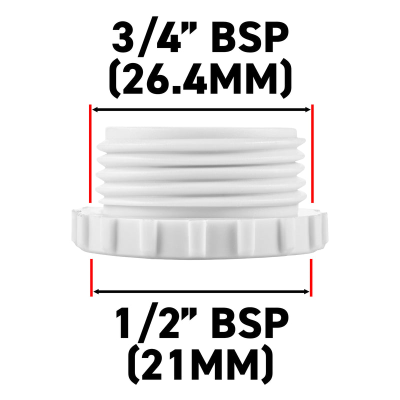 Female Tap Connector 3/4" or 1/2" BSP Female, Gray/White