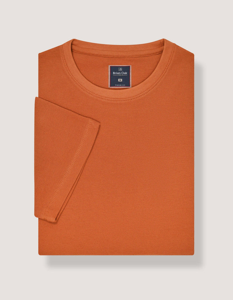Fiery Rust Textured Cotton T-Shirt