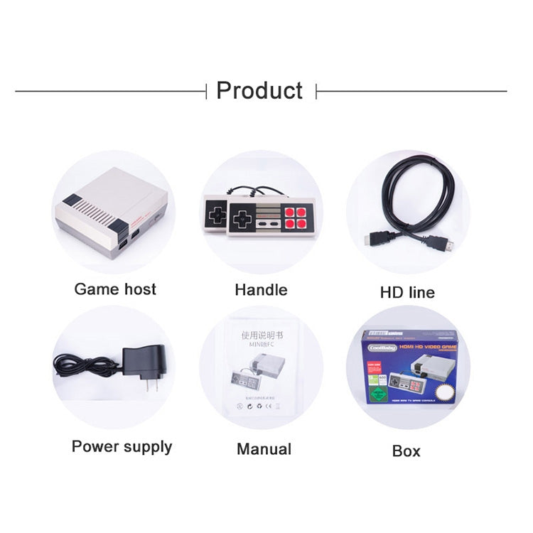 Retro Classic TV Mini HDMI HD Video Game Console, Built-in 600 Games, 600 Games(EU Plug), 600 Games (US Plug)