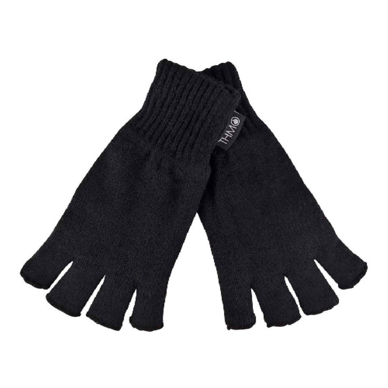 Mens Black 3M Thinsulate Insulation Lined Fingerless Gloves