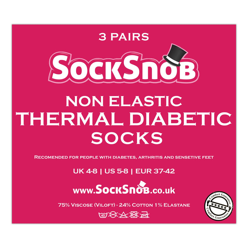 Ladies Thin Non Elastic Thermal Diabetic Socks (Multipack Options)
