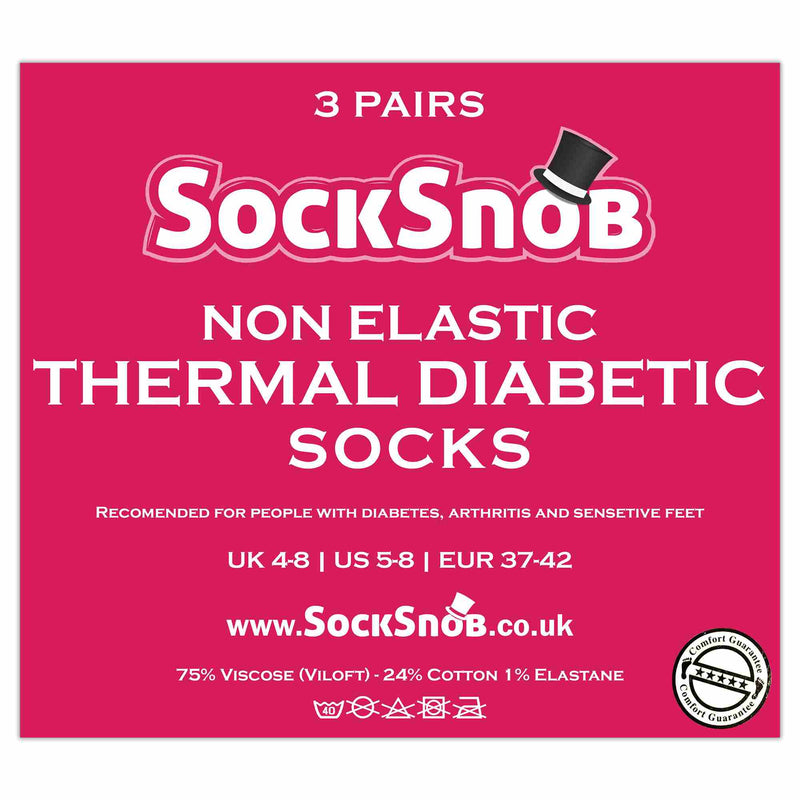 Ladies Thin Non Elastic Thermal Diabetic Socks (Multipack Options)