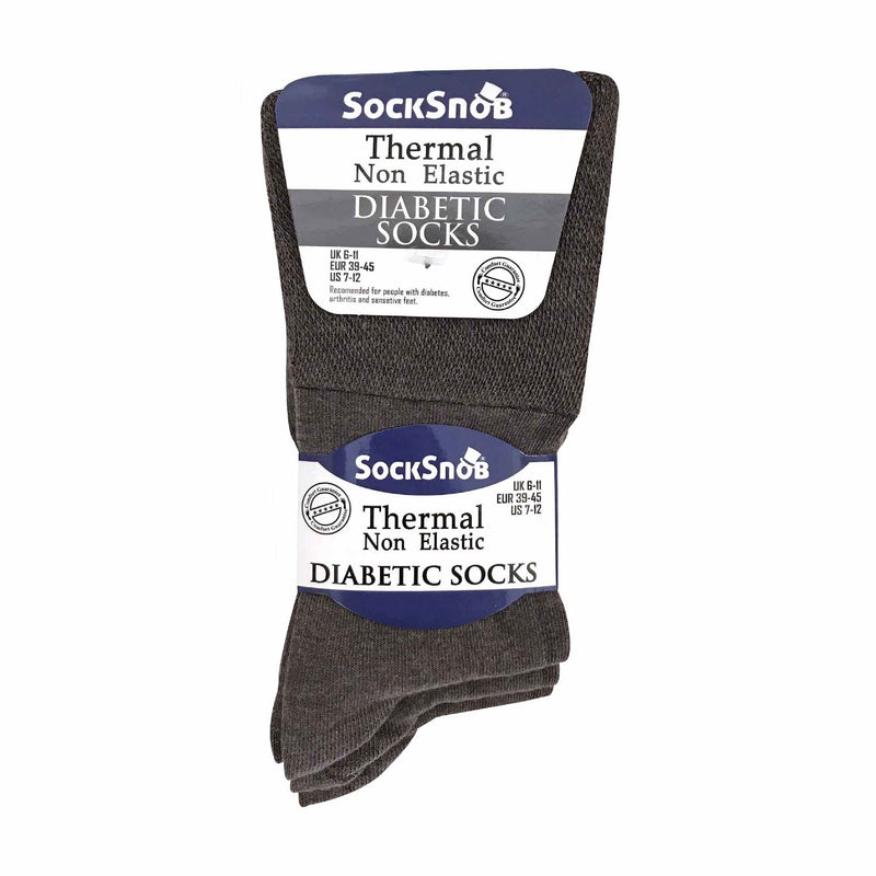 Mens Thin Non Elastic Thermal Diabetic Socks (Multipack Options)