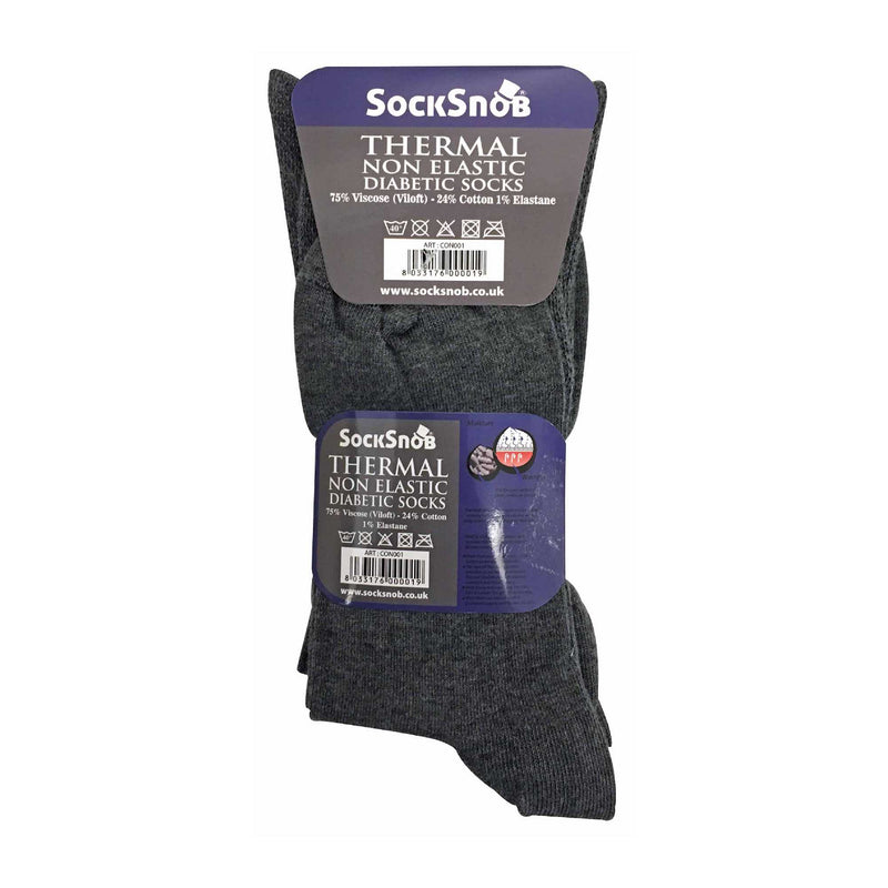 Mens Thin Non Elastic Thermal Diabetic Socks (Multipack Options)