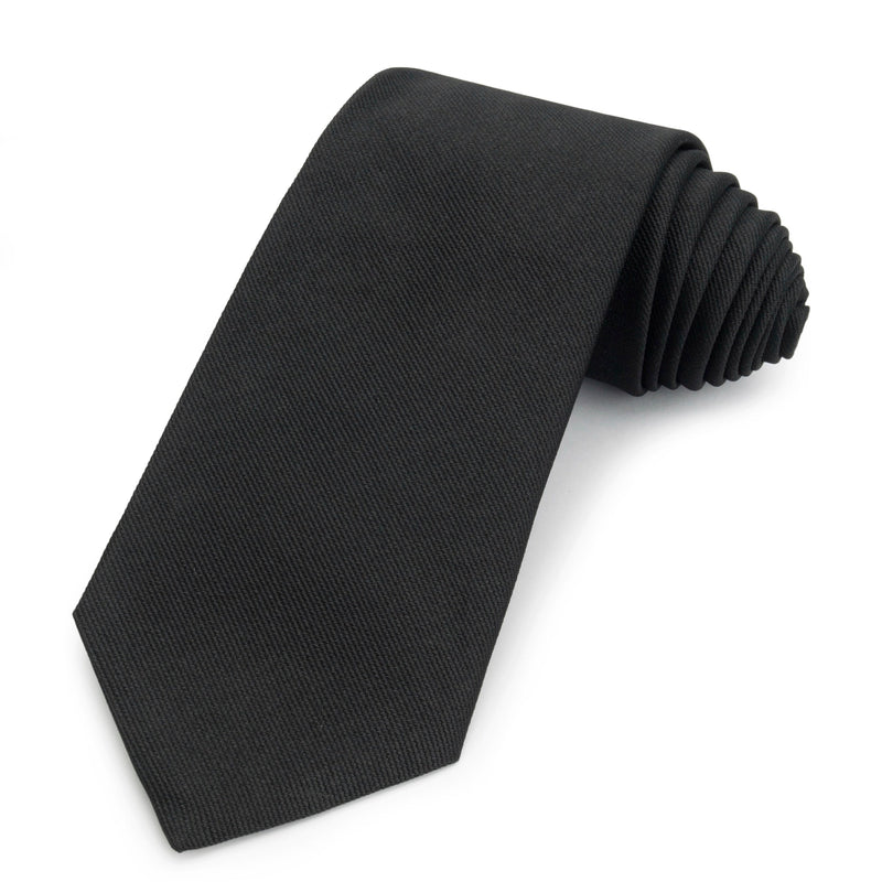 Plain Silk Reppe Tie In Black