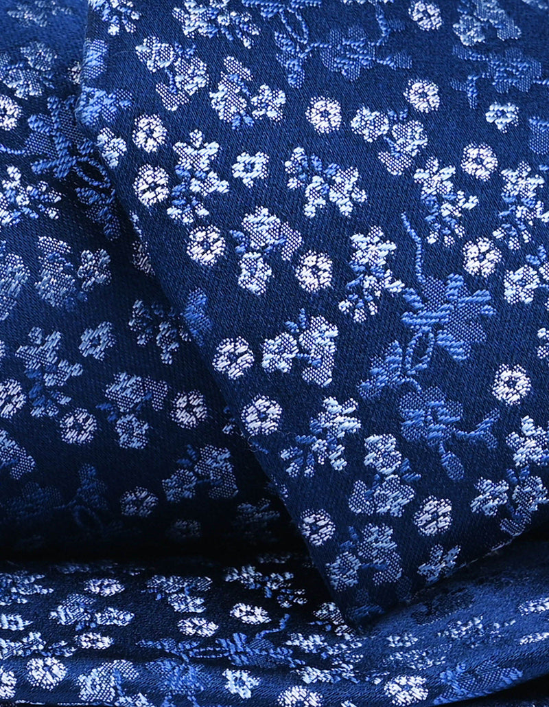 Ink Blue Floral Silk Tie