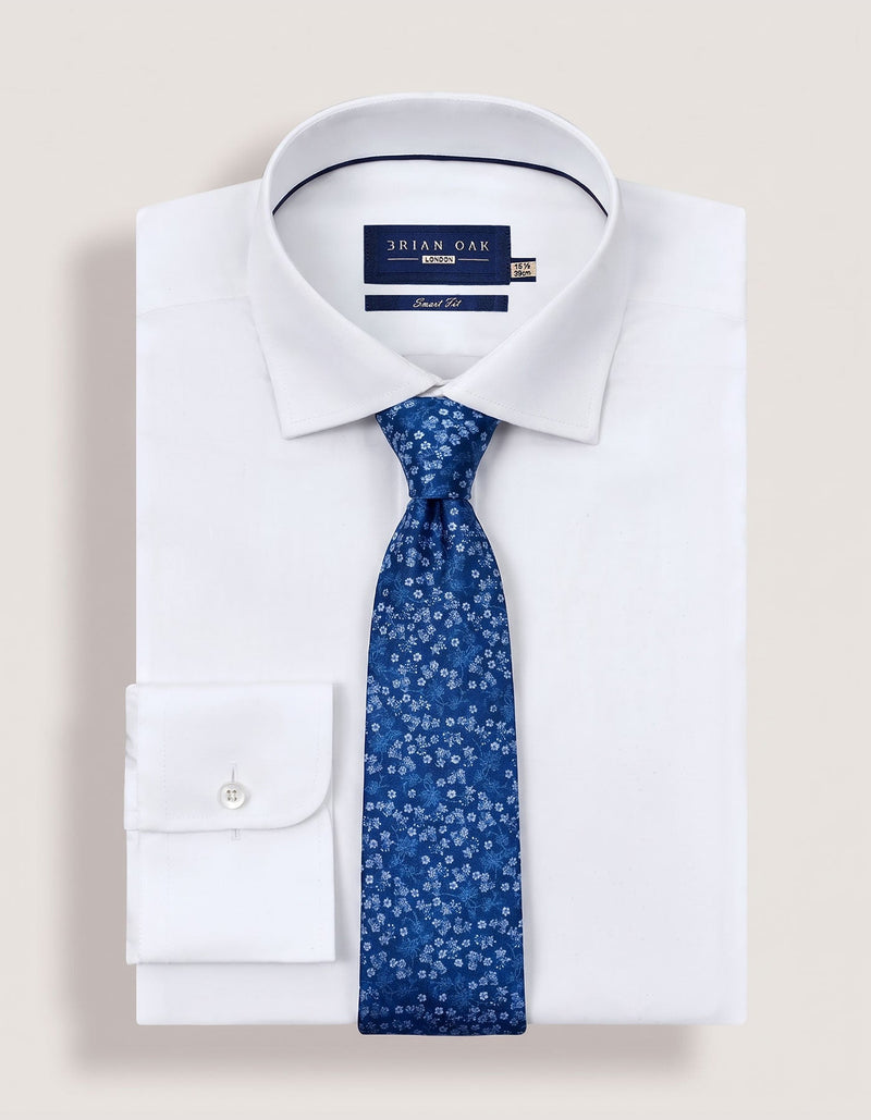 Ink Blue Floral Silk Tie