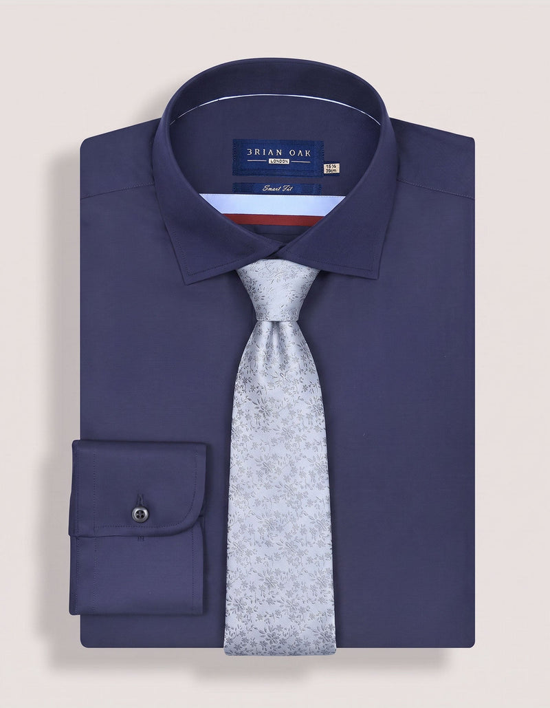 Silver Floral Silk Tie