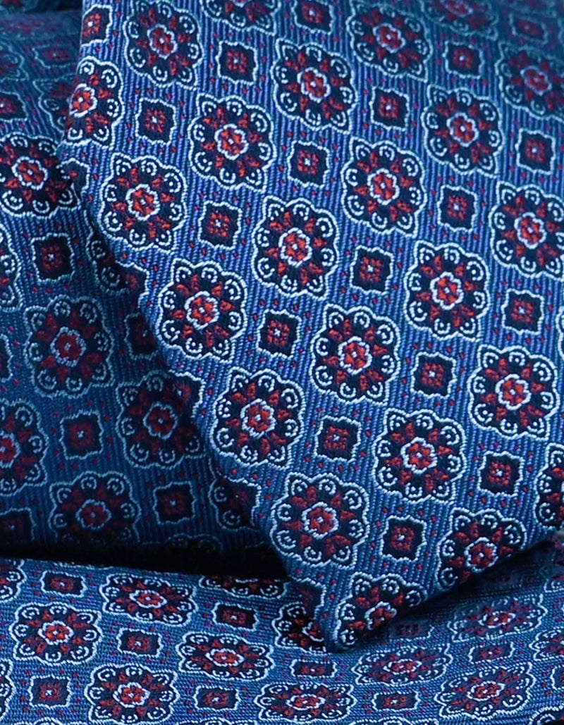 Berry Blue Silk Floral Tie