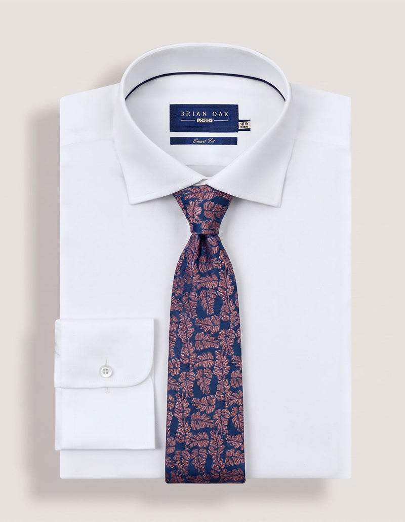 Copper and Navy Floral Print Tie