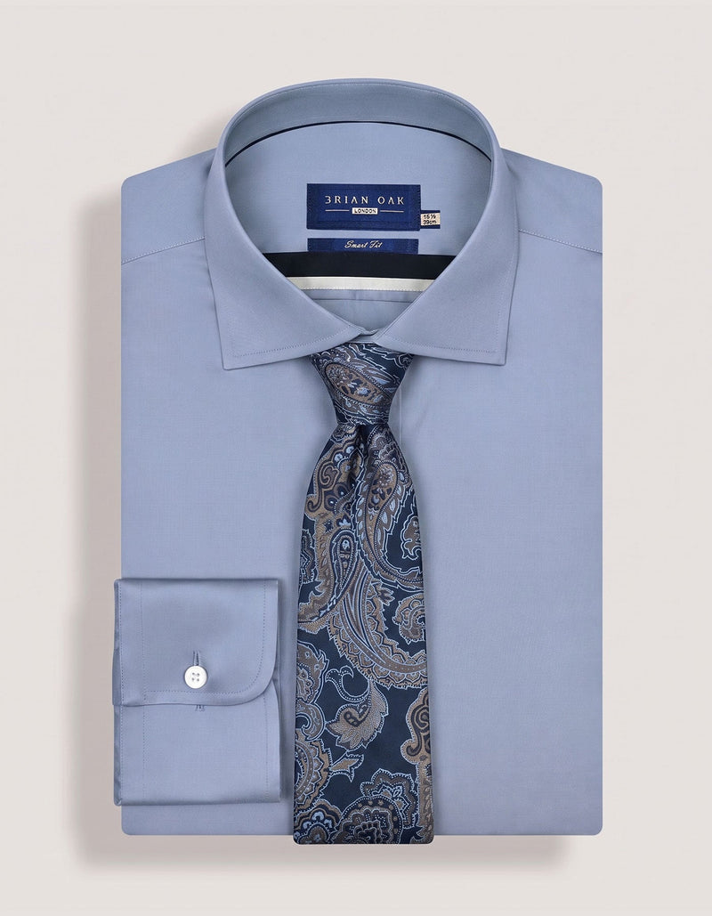 Blue and Bronze Paisley Silk Tie