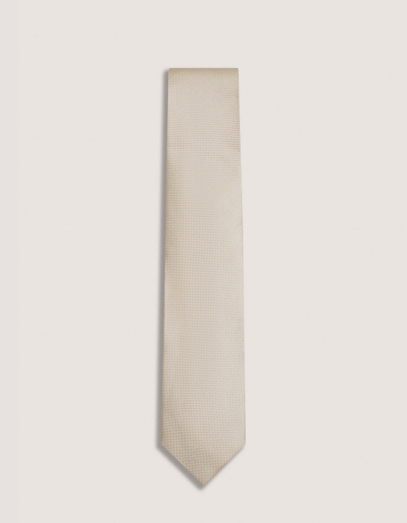 Self Printed Cream Silk Tie