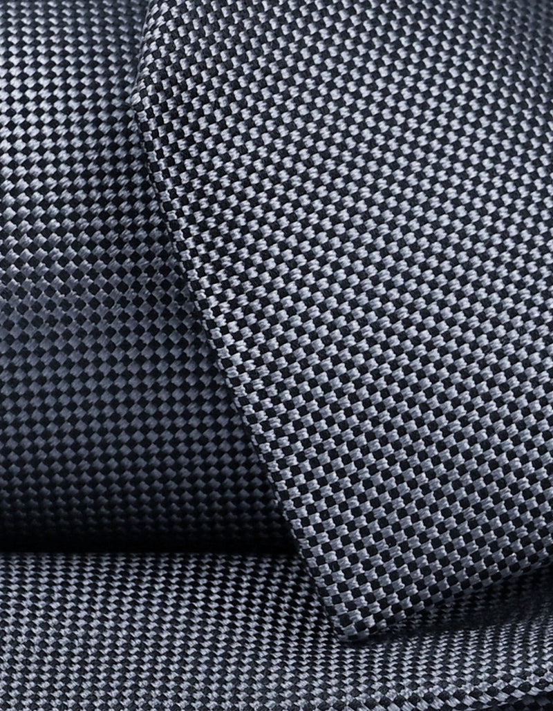 Grey Self Printed Silk Tie