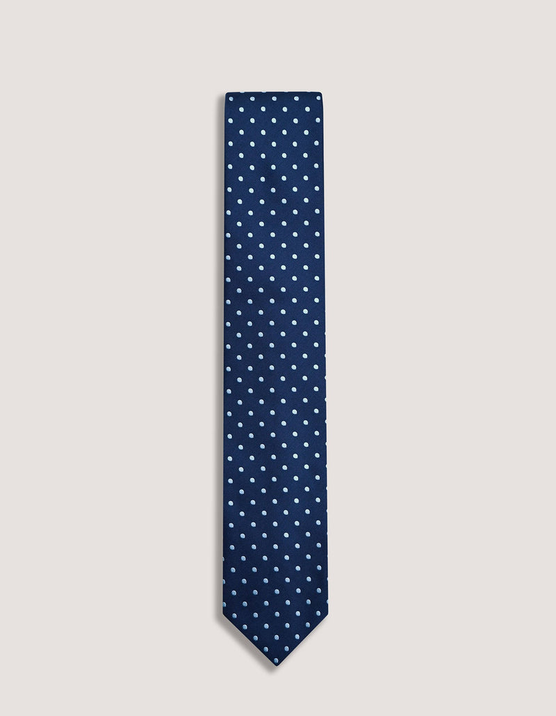 Sky Blue Dotted Microfiber Tie