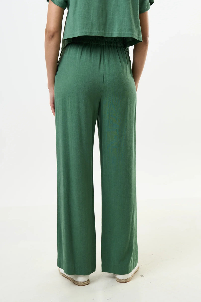Tilde Linen Mix Wide Leg Trousers - Green