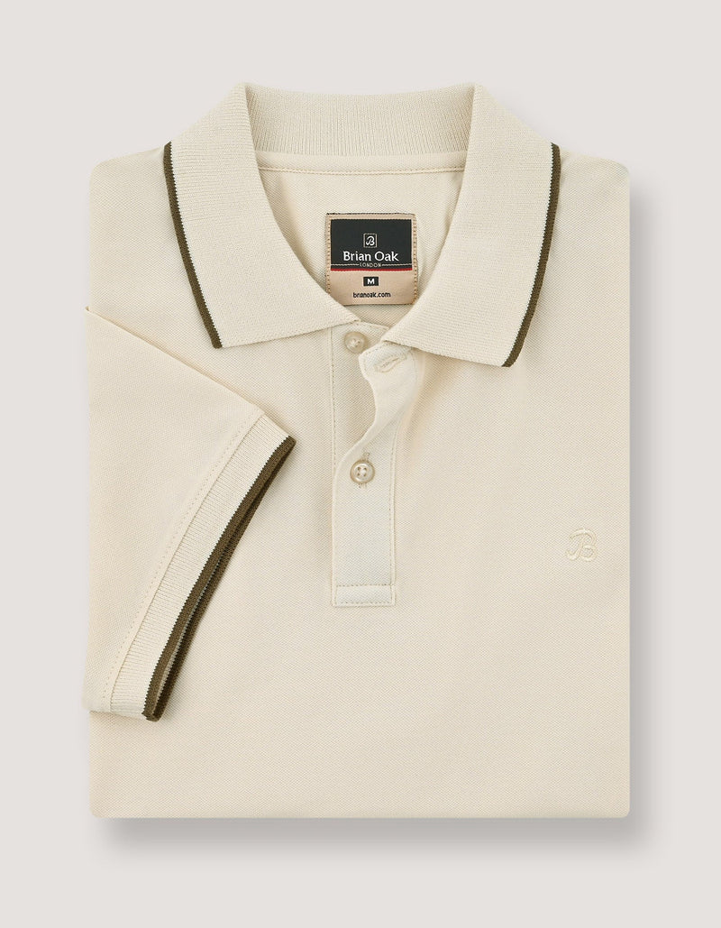 Off White Pique Polo Shirt