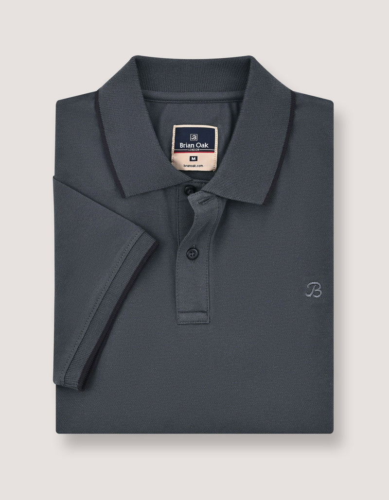 Charcoal Grey Pique Polo Shirt