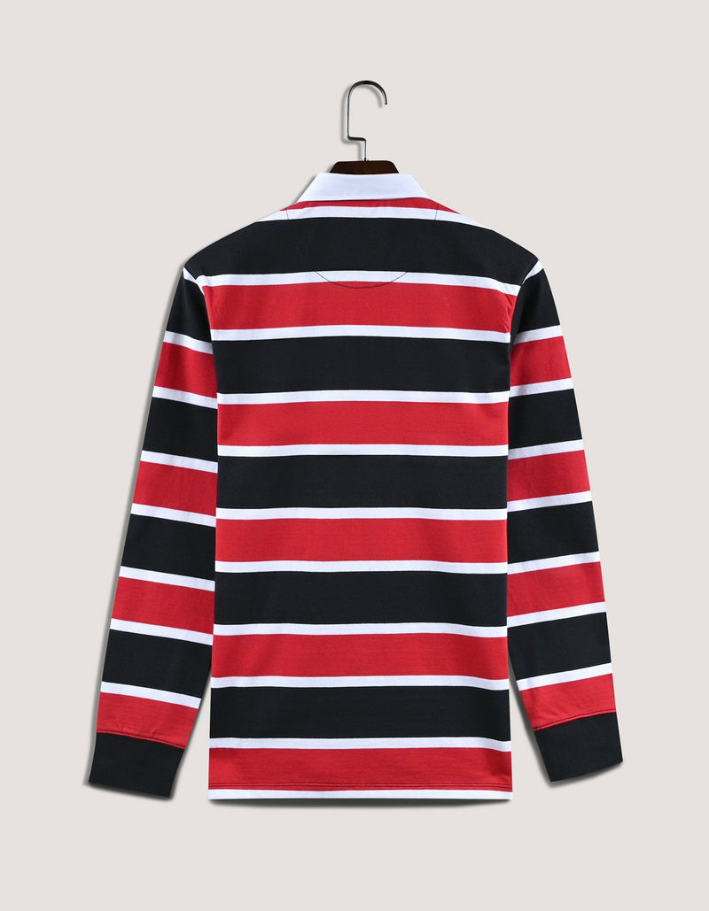 Black and Red Striped Rugby Shirt