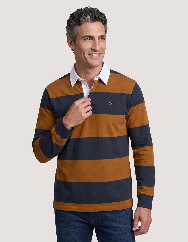 Mustard and Navy Striped Rugby Shirt