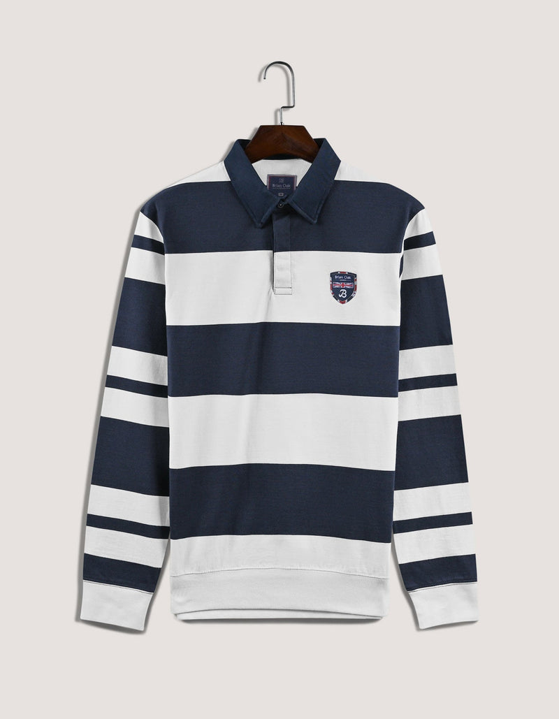 Navy and White Striped Rugby Shirt